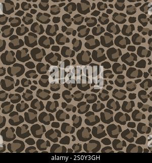 Braunes, Nahtloses Muster Mit Leopardenmuster Und Grunge-Print-Pinsel Stock Vektor
