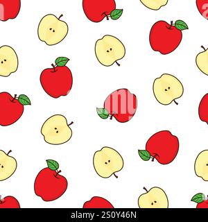 Einfaches nahtloses Muster mit rotem Apfel Stock Vektor