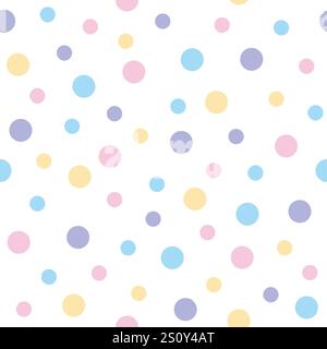 Bunter Polka Dot nahtloser Mustervektor, niedlicher Dots Hintergrund mit Pastellfarben Stock Vektor
