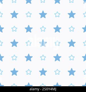 Einfache blaue Sterne nahtlose Muster Design, Stern Hintergrund Vektor Stock Vektor