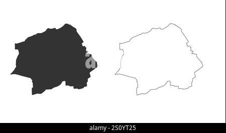 Petersburg unabhängige Stadtkarte Silhouette und lineares Bild. Stock Vektor