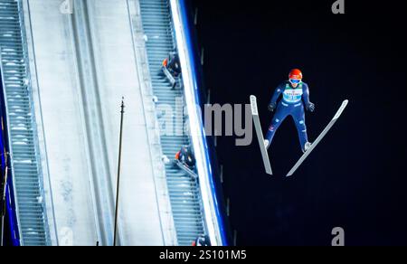 Stephan LEYHE, GER bei der Flugaktion 73. Vier-Schanzentournier Skispringen am 28. Dezember 2024 in der Schattenbergschanze ORLEN Arena in Oberstdorf, Bayern, Deutschland, Fotograf: Peter Schatz Stockfoto