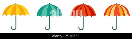 Schirmsymbol. Bunte Regenschirmsymbole. Regenschirmsymbol. Stock Vektor