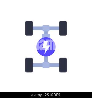 Symbol für Fahrgestell für Elektrofahrzeuge, EV-Plattform, Vektor Stock Vektor