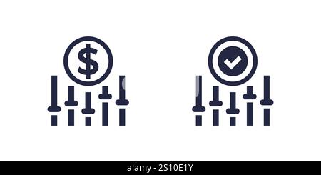 Dynamische Preisgestaltung, flexible Preissymbole Stock Vektor