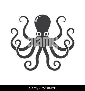Schwarze Silhouettenvektor-Illustration eines Oktopus Stock Vektor