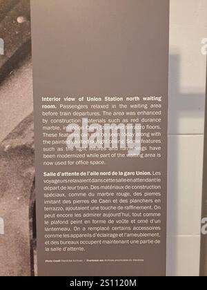 Manitoba-Archive zeigen Innenansicht des nördlichen Warteraums in der Union Station in Winnipeg, Manitoba, Kanada Stockfoto