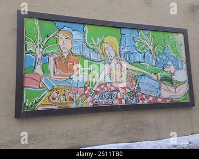 Wandgemälde von O'Hanlon's Copper Kettle Restaurant in Regina, Saskatchewan, Kanada Stockfoto