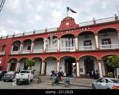 Otumba, Edomex, Mexiko - 14. Februar 2024: Otumba, magische Stadt im Bundesstaat Mexiko, wichtig für Esel, Obsidian und Pulque Stockfoto