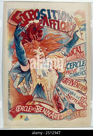 Exposition d'affiches... Cercle des Beaux-Arts de Lüttich. Stockfoto