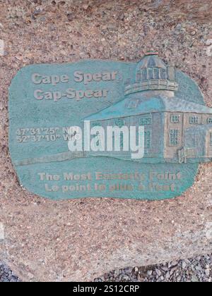 Am östlichsten ist das Schild an der Cape Spear National Historic Site in St. John's, Neufundland & Labrador, Kanada Stockfoto