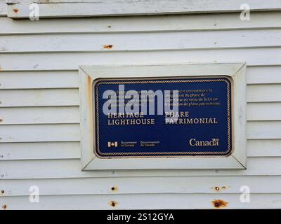 Cape Spear Leuchtturmtafel an der Cape Spear Lighthouse National Historic Site in St. John's, Neufundland & Labrador, Kanada Stockfoto