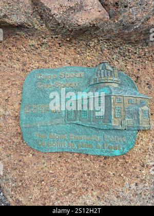 Am östlichsten ist das Schild am Cape Spear Lighthouse National Historic Site in St. John's, Neufundland & Labrador, Kanada Stockfoto