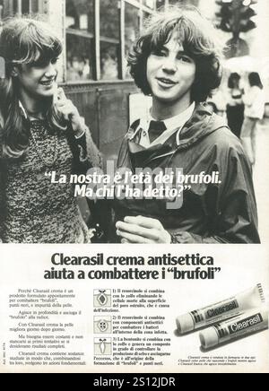 1977 italienisches Clearasil Antiseptikum Creme Akne Medikation Ad Stockfoto