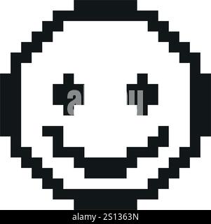 Gepixeltes schwarzes Emoji-Gesicht Stock Vektor