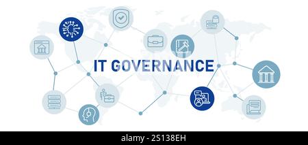 IT Governance Illustration Symbol Setzen Sie IT-Management Verantwortlichkeitsrichtlinie digitale Verwaltung nach Unternehmen Stock Vektor