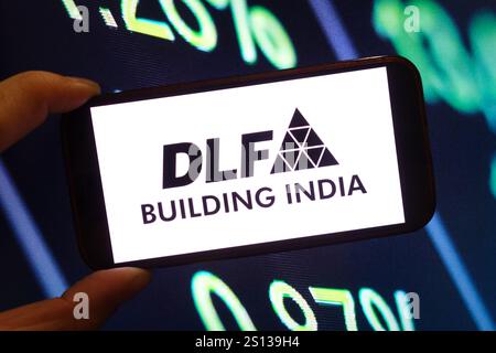 Polen. Dezember 2024. In dieser Fotoabbildung wird das DLF-Firmenlogo auf einem Smartphone-Bildschirm angezeigt. Quelle: SOPA Images Limited/Alamy Live News Stockfoto