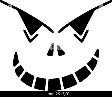 Unheimliches Jack-O'-Lantern Gesicht in schwarzer Silhouette, ideal für Dekorationen oder bedruckbare Vektorformate Stock Vektor