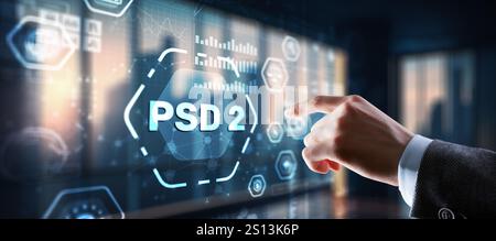 PSD2 Zahlungsdienstleistungsrichtlinie Open Banking Payment. Stockfoto