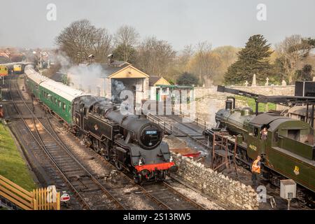 BR Standard Class 4 2-6-4T Nr. 80104 (läuft als 80126), Swanage, Dorset, England, Großbritannien Stockfoto