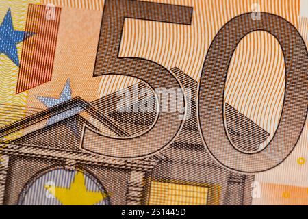 Die neue EU-Nahaufnahme mit 50 Euro, authentisch fünfzig Euro Stockfoto