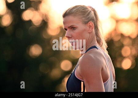 Turnov, Tschechische Republik. September 2024. DATEIFOTO der tschechische Athlet Nikola Ogrodnikova tritt am 3. September 2024 im Speerwurf während des Ludvik Danek Memorial Athletic Meeting in Turnov, Tschechische Republik, an. Die Speerwerferin Nikola Ogrodnikova, eine Bronzemedaillengewinnerin der Olympischen Spiele in Paris, hat ihre Sportkarriere seit ihrer Schwangerschaft unterbrochen, wie sie in den sozialen Medien von Instagram angekündigt hat. Quelle: Radek Petrasek/CTK Photo/Alamy Live News Stockfoto