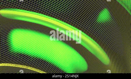 Lebendige und dynamische abstrakte Formen mit wunderschönen Grün- und Gelbtönen. Design Stockfoto