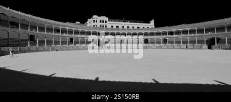 Blick in die Plaza de Toros Stierkampfarena, Ronda, Andalusien, Spanien Stockfoto