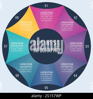 Circle Infografik Design 8 Optionen Geschäftsinformationsvorlage Stock Vektor