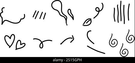 Comic Doodle Illustrations Set | minimalistischer Vektor für lustige und dynamische Designs Stock Vektor