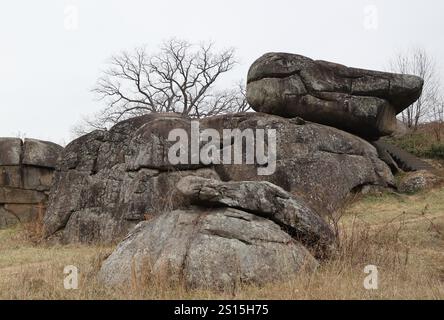 Diabasensteine in Devil's den im Gettysburg National Military Park Stockfoto