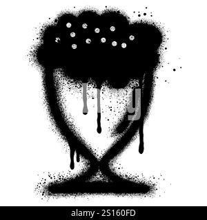 Milchshake Graffiti mit schwarzer Sprühfarbe. Vektorabbildung. Stock Vektor
