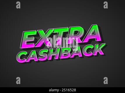 Extra Cash-Back. Texteffekt-Design mit extra fettgedruckter Schrift für Social-Media-Anzeigen Stock Vektor