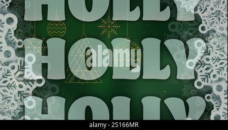 Abbildung des Textes für weihnachtsgrüße über dem weihnachtsmuster Stockfoto