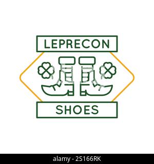 Einfaches Logo mit Leprechaun-Stiefel mit Kleeblatt-Symbol Stock Vektor