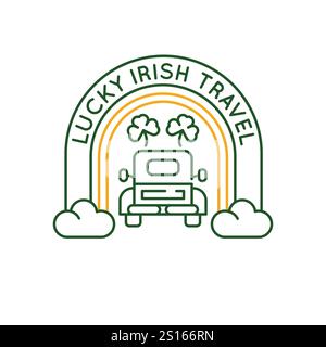 Einfaches Logo mit Lucky Irish Travel Symbol Stock Vektor