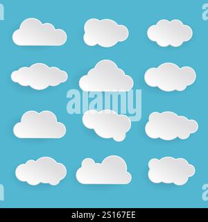 Verschiedene einfache 3D-Cloud-Kollektion Stock Vektor