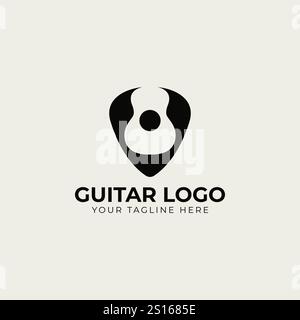 Gitarre in Plektrum-Logo-Vorlage. Gitarren Pick-Vektor-Design. Stock Vektor
