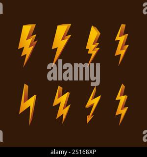 3D Lightning Symbol Sammlung Stock Vektor