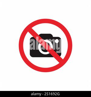 Symbol „keine Kamera erlaubt“ mit rotem Verbotszeichen Stock Vektor
