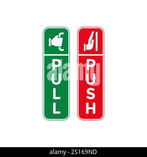 Schieben und ziehen Sie Schilderschablone Vektor, Türschild Stock Vektor