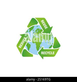 3R Kampagne, reduzieren Wiederverwendung Recycling Illustrationsvektor Stock Vektor