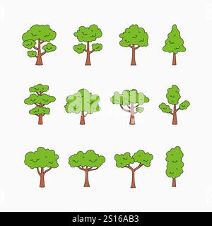 Simple Trees Kollektion im handgezeichneten Stil Stock Vektor