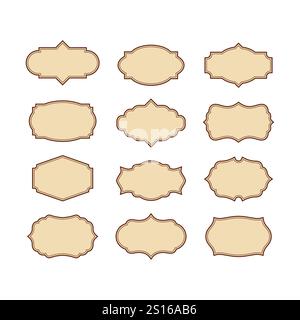 Set aus verschiedenen leeren Vintage-Formen, Vintage-Rahmenkollektion Stock Vektor