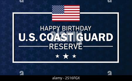 Happy Birthday US Coast Guard Reserve Tapete mit Formen und Typografie, Banner, Karte, Poster, Vorlage. Happy Birthday US Coast Guard Reserve Stock Vektor