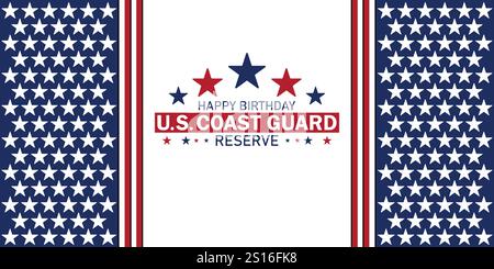 Happy Birthday US Coast Guard Reserve Tapete mit Formen und Typografie, Banner, Karte, Poster, Vorlage. Happy Birthday US Coast Guard Reserve Stock Vektor