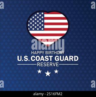 Happy Birthday US Coast Guard Reserve. Urlaubskonzept. Vorlage für Hintergrund, Banner, Karte, Poster mit Textbeschriftung Stock Vektor