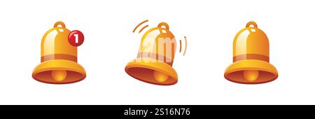 Set aus 3D-Benachrichtigungsglocke Stock Vektor