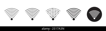 Set mit 5 Wi-Fi-Signalen Symbol - 1 Silhouette - 1 ungelöster Vektor - Vektorsatz mit Wi-Fi-Symbolen, mit einer Sammlung von Wireless-Signalen Stock Vektor