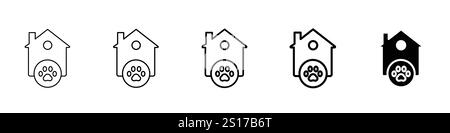 Set von 5 PET House Icon-1 Silhouette-1 ungeschäumter Vektor - PET House Icon entworfen mit Linien n ausgewogenen Proportionen Stock Vektor